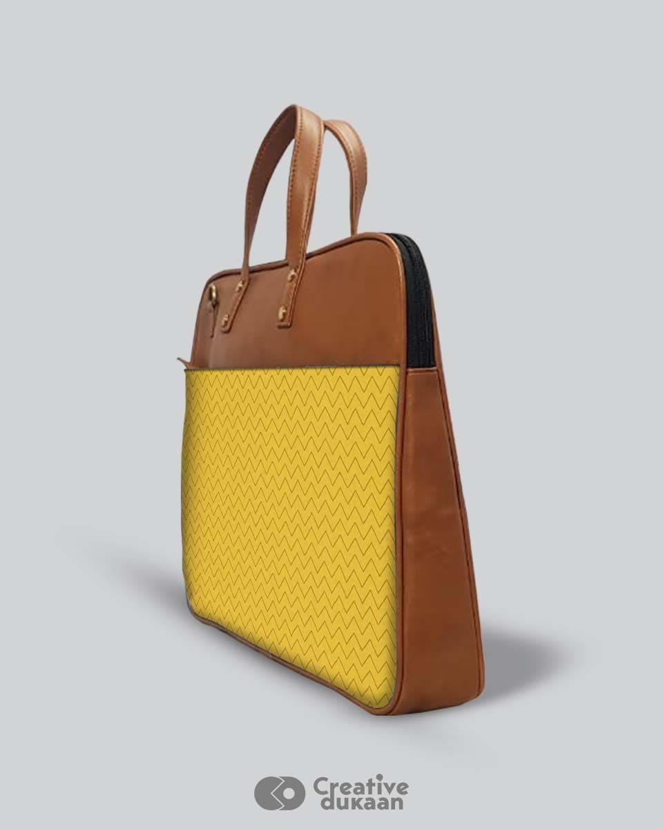 Yellow leather hot sale laptop bag